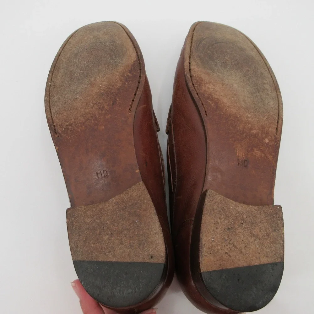 Hanover Mens 11D Brown Leather Whipstitch Moc Toe Slip On Loafer Dress Shoes